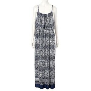 AB Studio Blouson Women's Navy Medallion Maxi